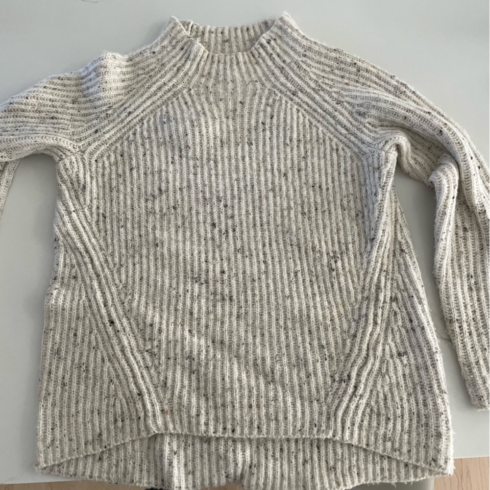 Madewell cowl neck sweater. Beige color w/ gray, brown and rust colored specks.